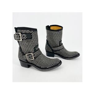 Old Gringo Women's 7 Black Studded Biker Buckle Motorcycle Western Cowgirl Boots